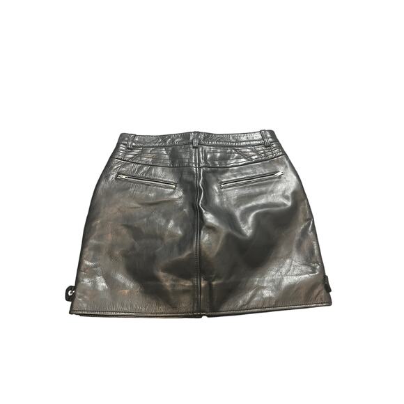 NWT 7 for all mankind genuine leather mini skirt black moto zipper AN6268H136 30 - Picture 8 of 11